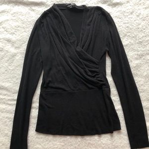 Black wrap front sweater
